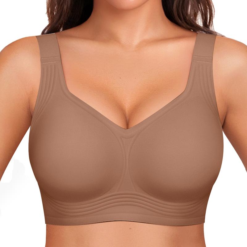 Női vezeték nélküli melltartó 4 rétegű zselés tartással | Teljes fedés, enyhén párnázott kosarak | S-4XL | Fekete, Nude, Bézs