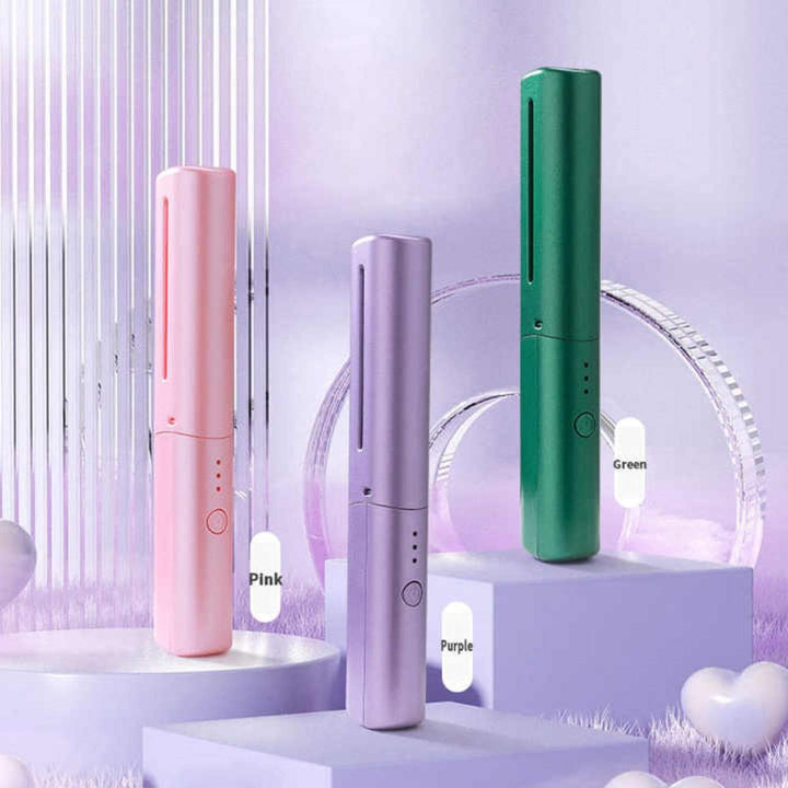 Kabelloser Mini-Glättkamm | Haarglättungsbürste mit Keramikbeschichtung, 3 Temperaturstufen und 4000-mAh-Akku