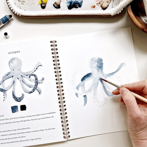Aquarell-Arbeitsbuch für Anfänger | Malbuch mit 12 Motiven, Schritt-für-Schritt-Anleitungen und hochwertigem Aquarellpapier