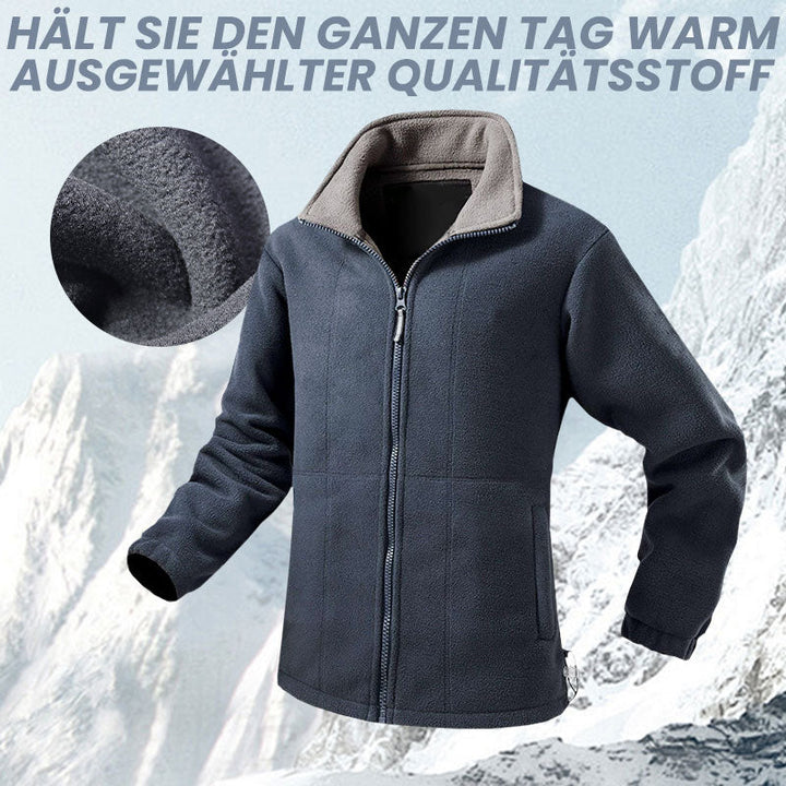 Herren Fleecejacke | Warme Jacke mit doppelseitigem Fleece, Stehkragen und durchgehendem Reißverschluss