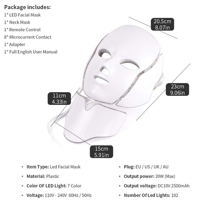 LED light therapy mask | Wireless with remote control | Anti-aging &amp; acne treatment