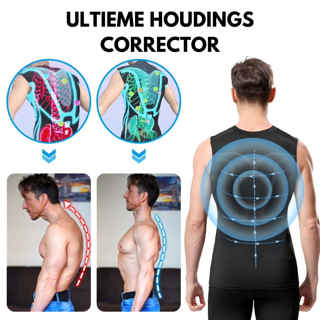 T-shirt correcteur de posture pour hommes | Design compressif de soutien pour dos &amp; épaules | Discret sous les vêtements, confortable au quotidien