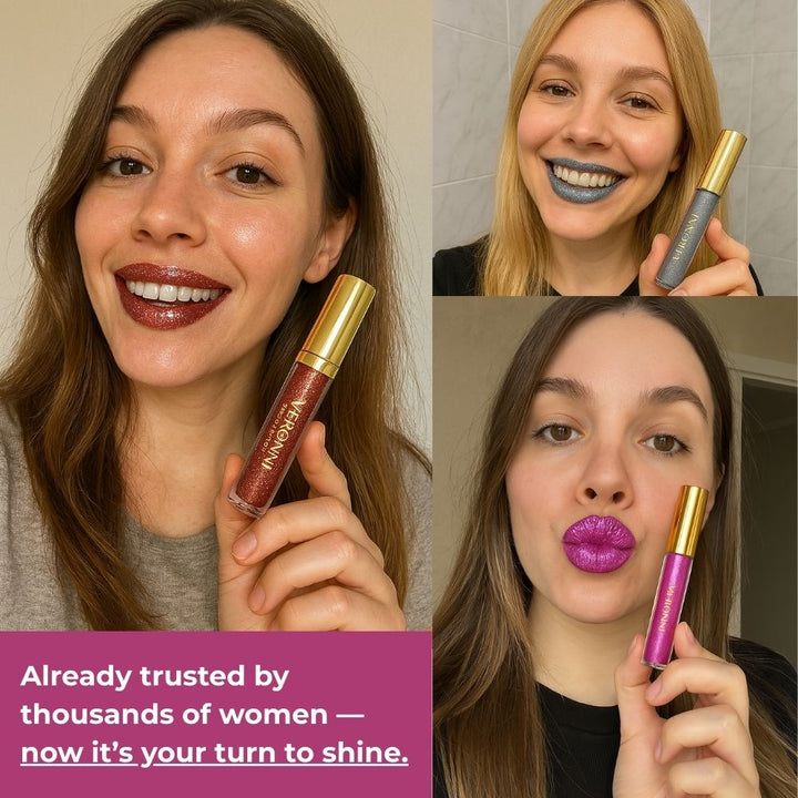 Flüssiger Lippenstift mit Spiegelglanz | Intensives Lippen-Make-up im 1+1 Set