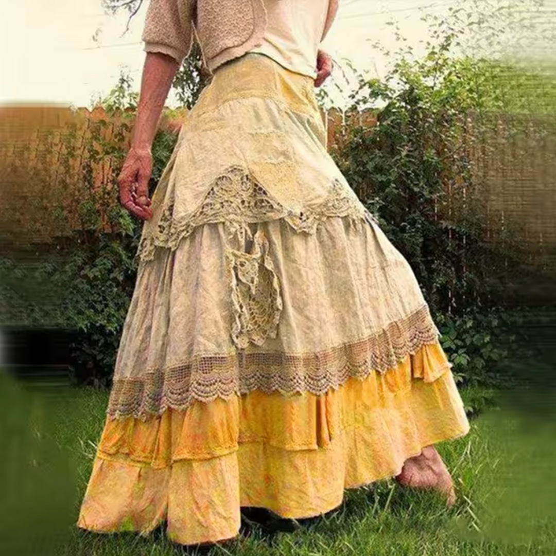 Langer Boho-Lagenrock | Luftiger Maxirock mit fließender Silhouette | Elegant &amp; sommerlich