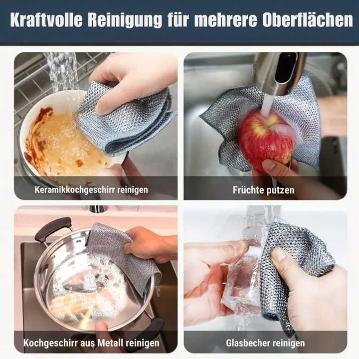 Scratch-Free Cleaning Cloths for Kitchen &amp; Household | Strong Against Grease, Lots of Foam &amp; Highly Absorbent | 10-Pack 20x20 cm