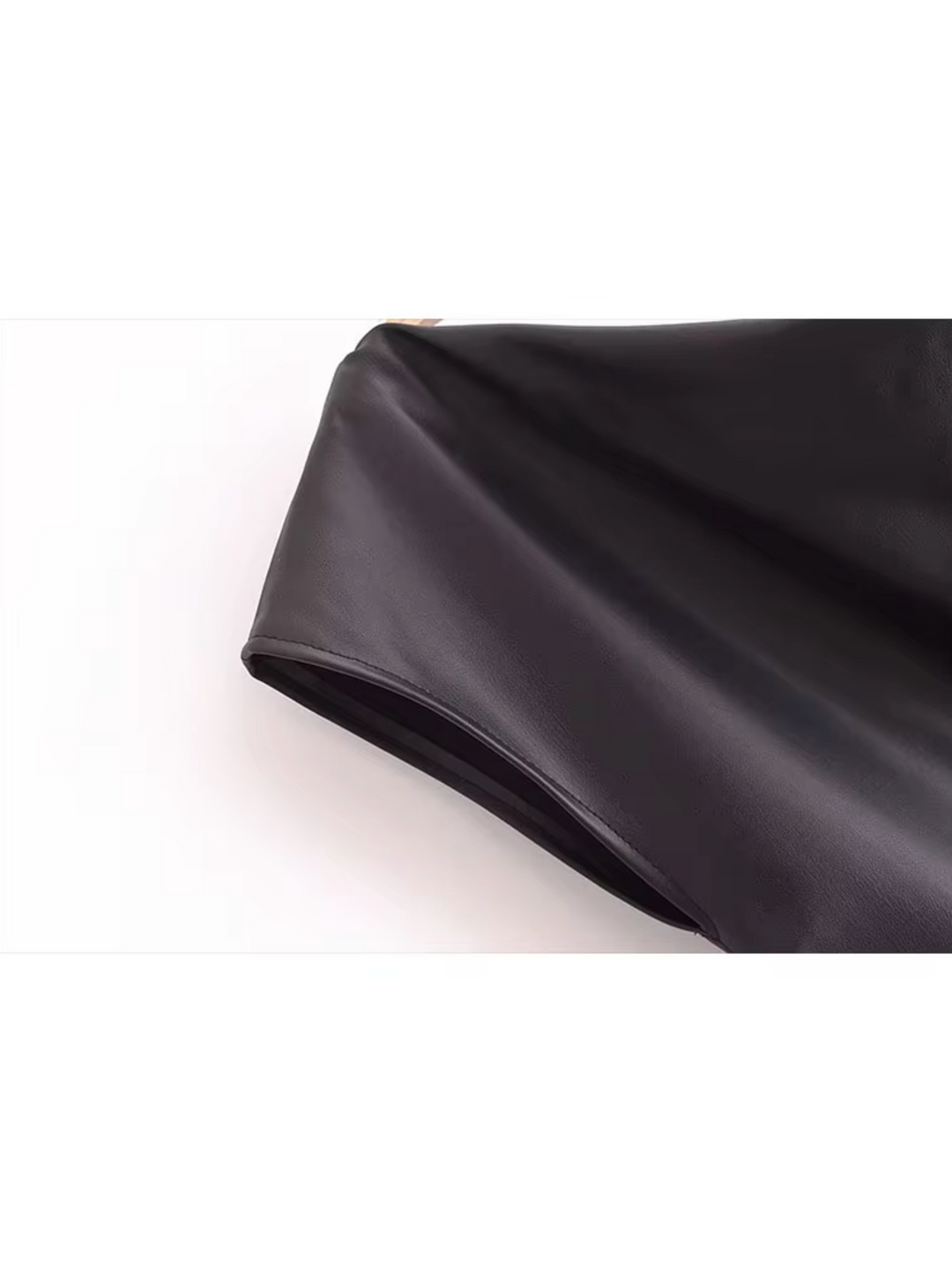 Damen Lederkleid Ärmellos | Elegantes Midikleid in Lederoptik mit Asymmetrischem Saum | Figurbetonte Passform für Party &amp; Abend