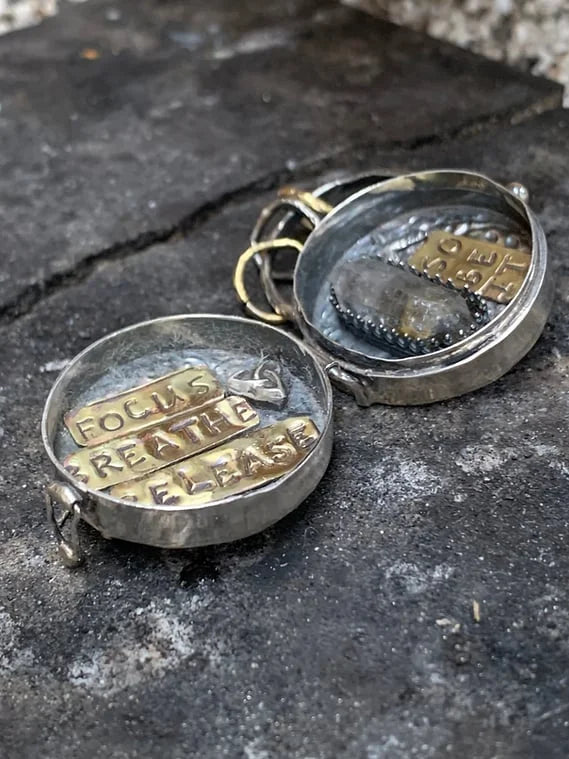 Silver locket made from recycled silver with rock crystal | Triple moon &amp; tree of life | Opens for messages