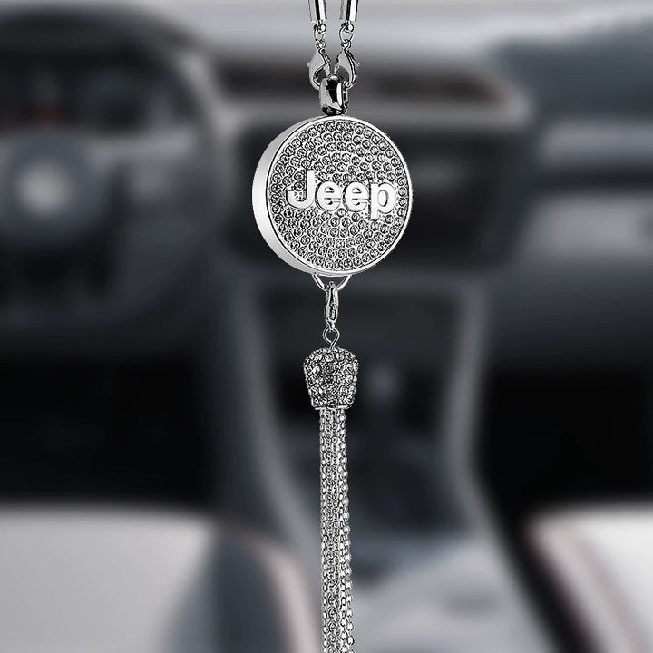 Car Rearview Mirror Pendant with Crystal | Zinc alloy &amp; rhinestones | Sparkling decoration with scent pendant, gift idea