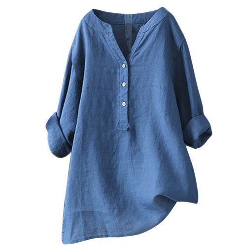 Damen Casualkleid mit V-Ausschnitt | Lockeres Sommerkleid mit verstellbaren Ärmeln