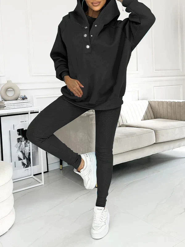 Ensemble de loisirs femme trois pièces | Veste à capuche, pantalon sweat et top | Matière douce