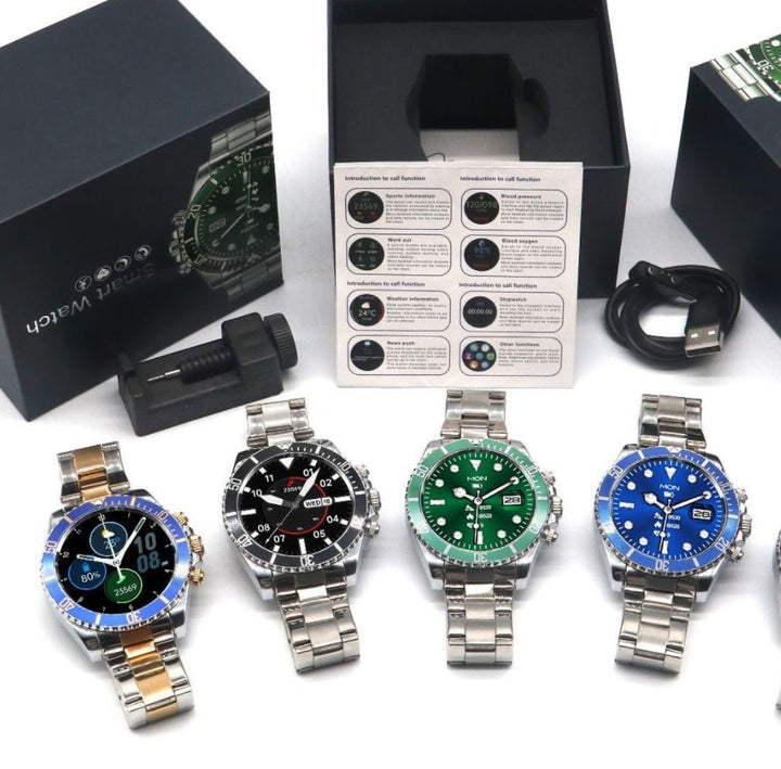 Smartwatch 1,28 Zoll HD Display | Drehbare Lünette &amp; Bluetooth-Anrufe | Herzfrequenz, Schlaf, Sportmodi, Edelstahlband