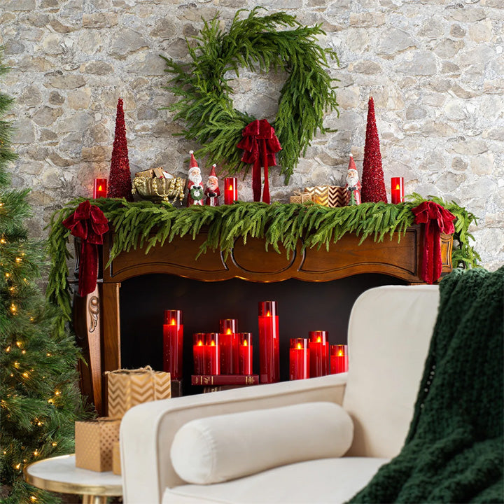 Premium Pine Garland Evergreen &amp; Dense | Realistic Needles, Shapeable &amp; Cuttable | For Door, Staircase &amp; Fireplace, 4–9 ft