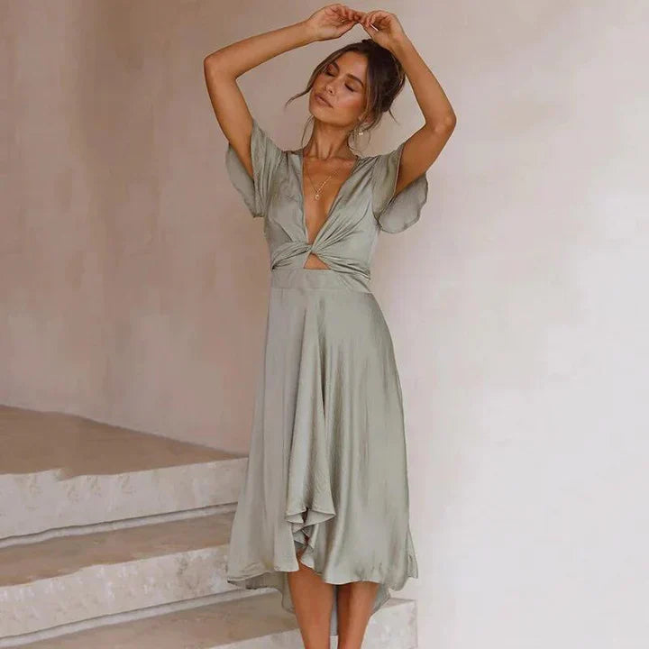 Damen Vintage-Kleid Phailin | Fließender Schnitt &amp; elegante Silhouette | Sommerlich, feminin &amp; figurbetont