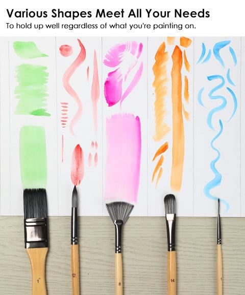 Set di pennelli 24 pezzi | Pennelli professionali per artisti con manico in legno | Acrilico, acquerello, olio e gouache