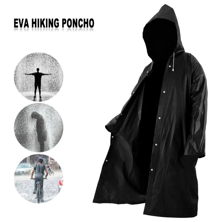 Unisex Regenponcho | Wasserdichter EVA-Poncho mit Kapuze und Kordelzug für Camping, Festival und Alltag