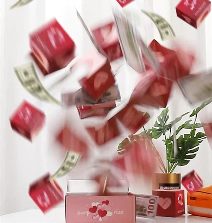 Explosions-Geschenkbox | Pop-up Überraschungsbox mit 12 oder 20 Fächern | Personalisierbar mit Fotos, Geld &amp; Botschaften