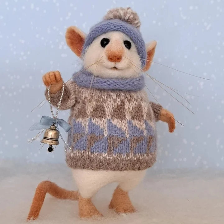 Handmade Felt Mouse | Christmas Decoration &amp; Gift Idea | Needle-Felted from Wool &amp; Fabric | Sustainable