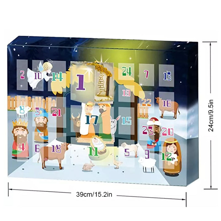 Krippen Adventskalender mit 24 Spielfiguren | Weihnachtskalender mit Krippenfiguren aus Kunststoff für Kinder und Familien