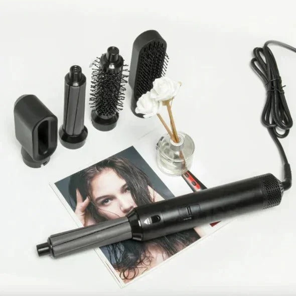 5-in-1 Haartrocknerbürste 1000W mit 5 Aufsätzen | Trocknen, Glätten, Locken &amp; Volumen | 3 Temperaturstufen | Keramik-Beschichtung