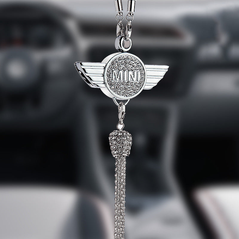 Car Rearview Mirror Pendant with Crystal | Zinc alloy &amp; rhinestones | Sparkling decoration with scent pendant, gift idea