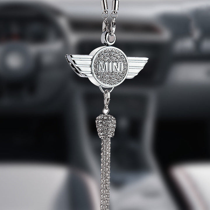 Car Rearview Mirror Pendant with Crystal | Zinc alloy &amp; rhinestones | Sparkling decoration with scent pendant, gift idea