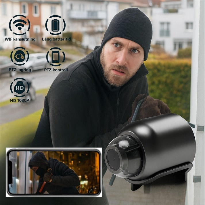 Mini WLAN-Sicherheitskamera mit Nachtsicht | Kabellose Überwachungskamera mit App-Steuerung und Bewegungsalarm