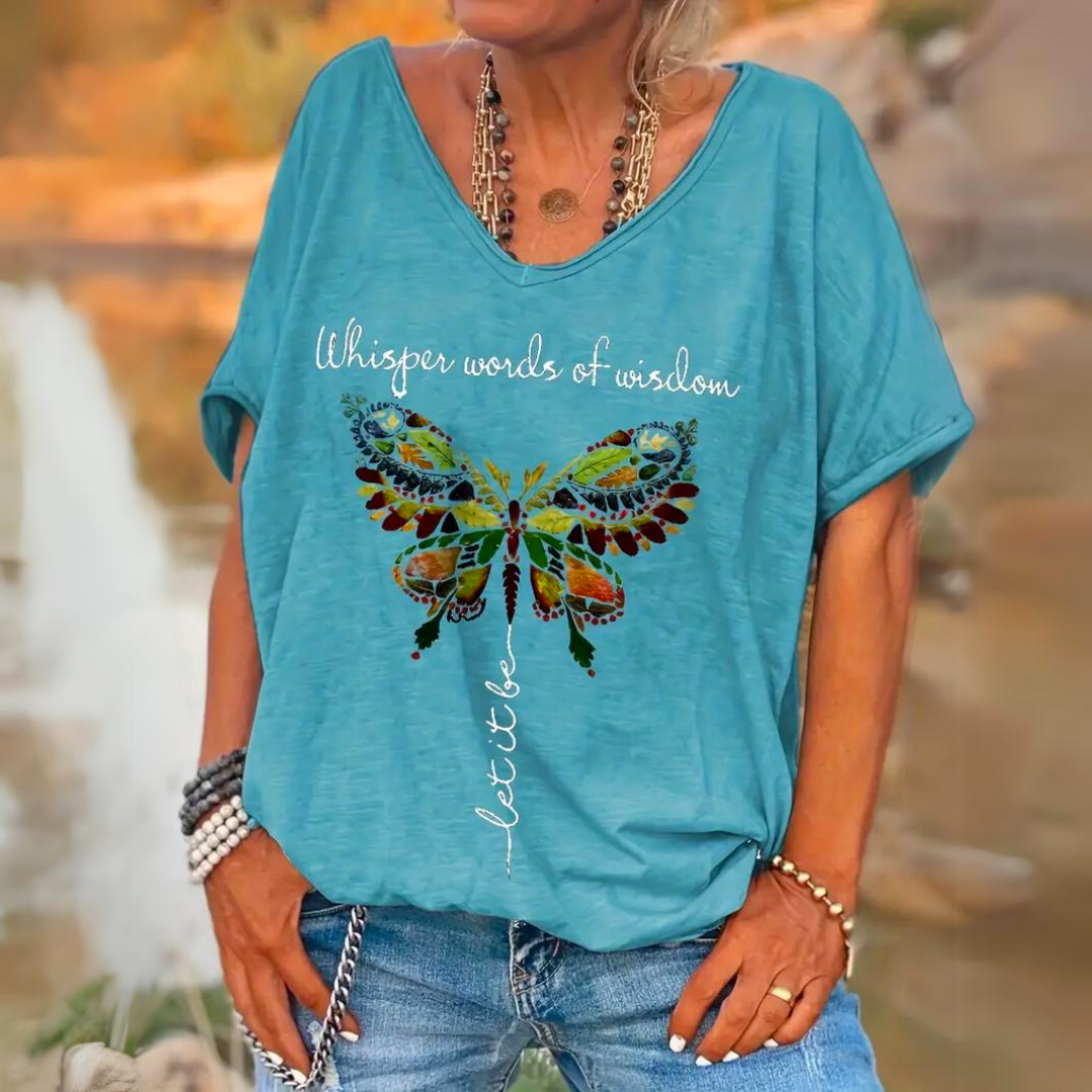 Ines | Top with Butterfly Print