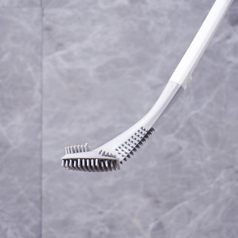 Silikon-Toilettenbürste mit flexiblem Dreieckkopf | WC-Bürste mit selbstklebender Wandhalterung für hygienische Reinigung