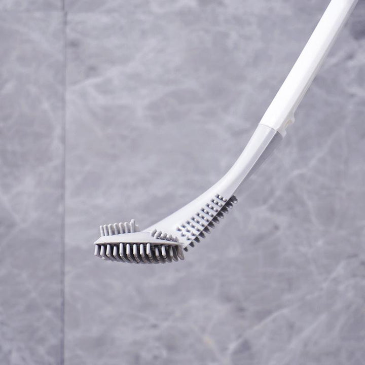 Silikon-Toilettenbürste mit flexiblem Dreieckkopf | WC-Bürste mit selbstklebender Wandhalterung für hygienische Reinigung