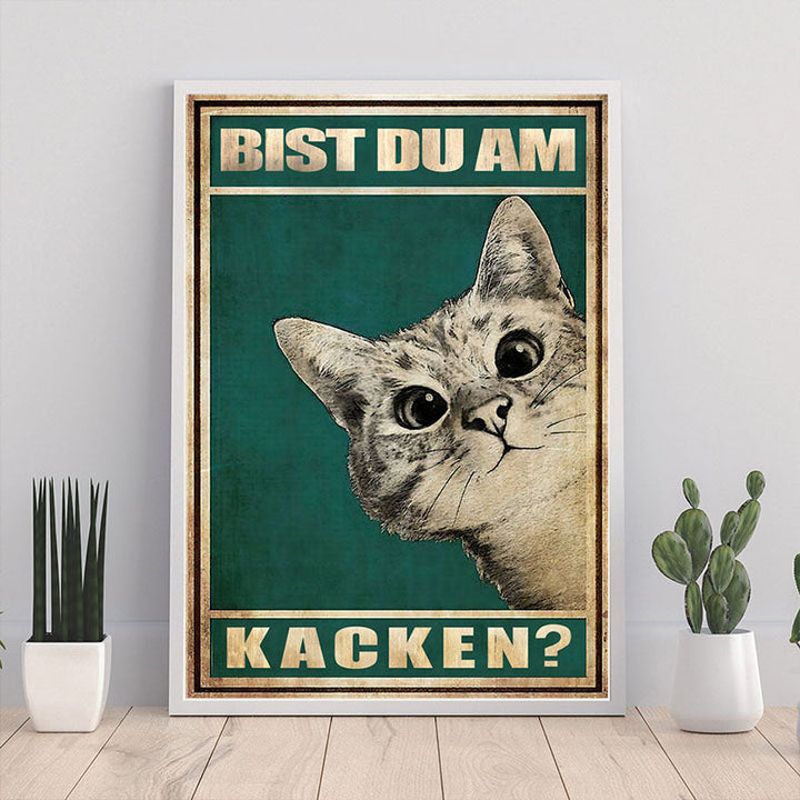 Katze Leinwandbild lustig | Baumwoll-Canvas mit Premium-Tinte | Witziger Blickfang für Wohnzimmer, Büro &amp; Geschenkidee