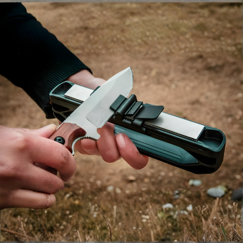 Messerschärfer mit 2-Stufen-System | Tragbarer Messerschleifer mit Winkelführung für Küchenmesser, Outdoor &amp; Werkstatt