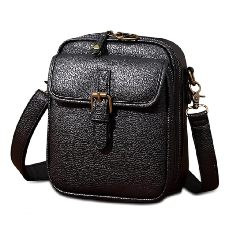 Borsa organizer donna a tracolla con 2 scomparti | Cerniere antifurto + 10 portacarte | Tracolla regolabile | 20x12x5 cm
