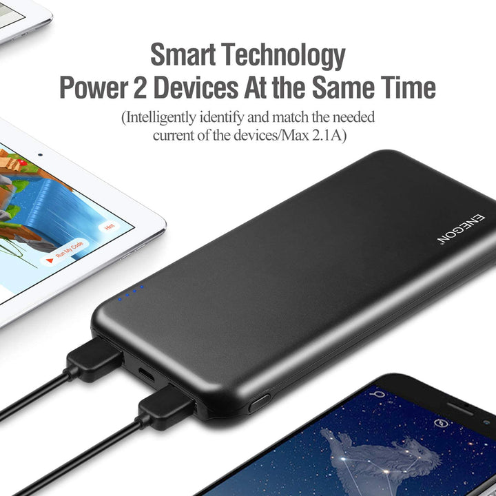 Powerbank | 10000 mAh 2er-Pack mit Dual-USB für Smartphone und Tablet