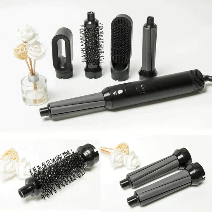 5-in-1 Warmluft Haarstyler mit Föhn-, Glätt- &amp; Lockenaufsätzen | Volumen, Glanz &amp; Anti-Frizz Stylinggerät für alle Haartypen