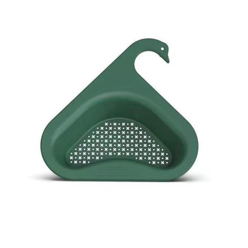 Filtro angolare per lavello con gancio set da 2 | Design a cigno, salvaspazio | Per rifiuti da cucina, scolatura e porta spugna