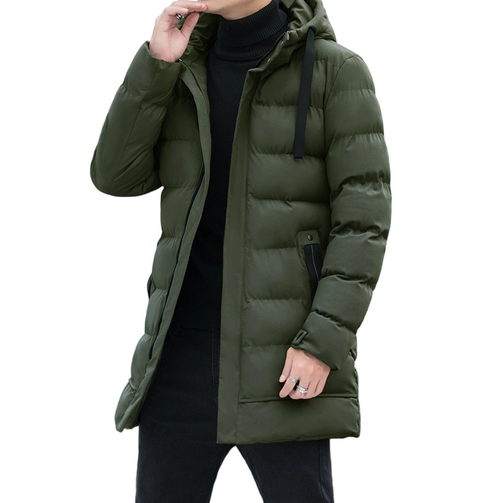 Winter Steppjacke Herren | Winddicht mit Kapuze &amp; verlängerter Passform für kalte Tage
