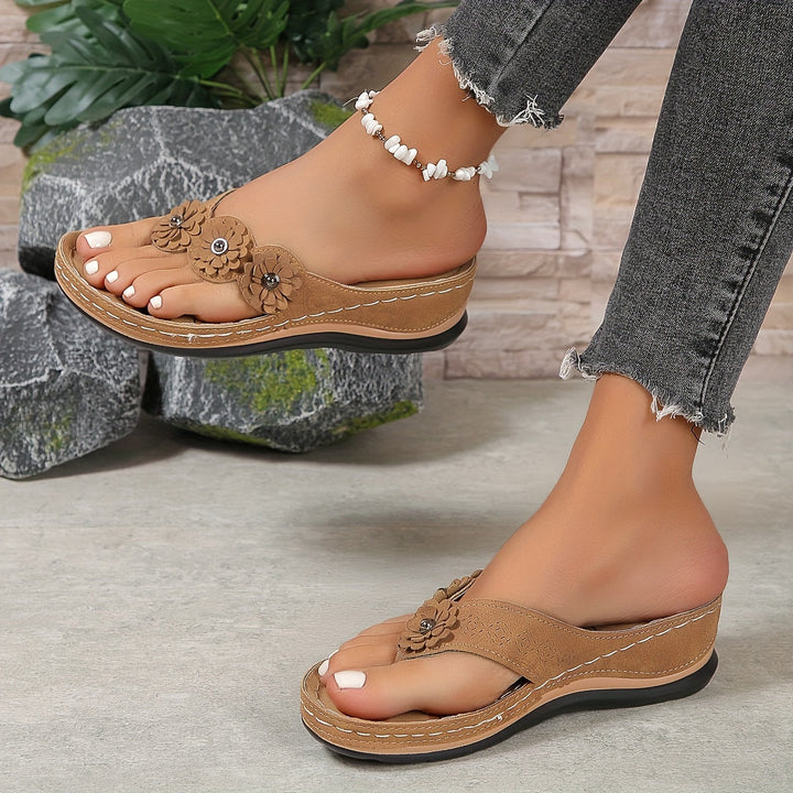 Women’s sandals with floral design | Comfortable footbed support | Lightweight slip-on for summer &amp; vacation | Millicent