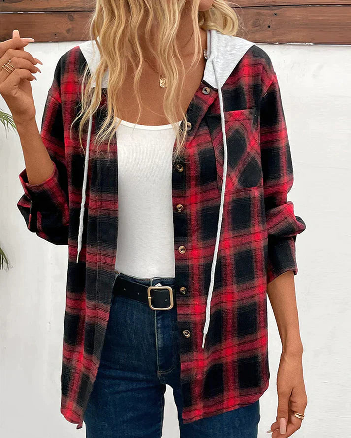 Petra | Jacket with Hood and Plaid Pattern