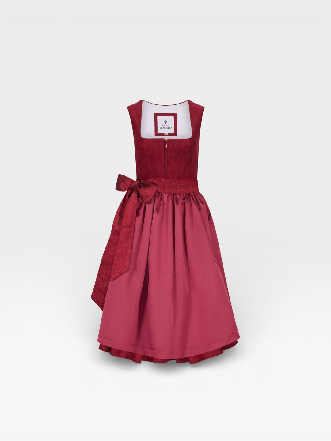 Dirndl Midi Damen | Cord-Dirndl mit 70 cm Rocklänge und figurbetontem Mieder für Oktoberfest und festliche Anlässe