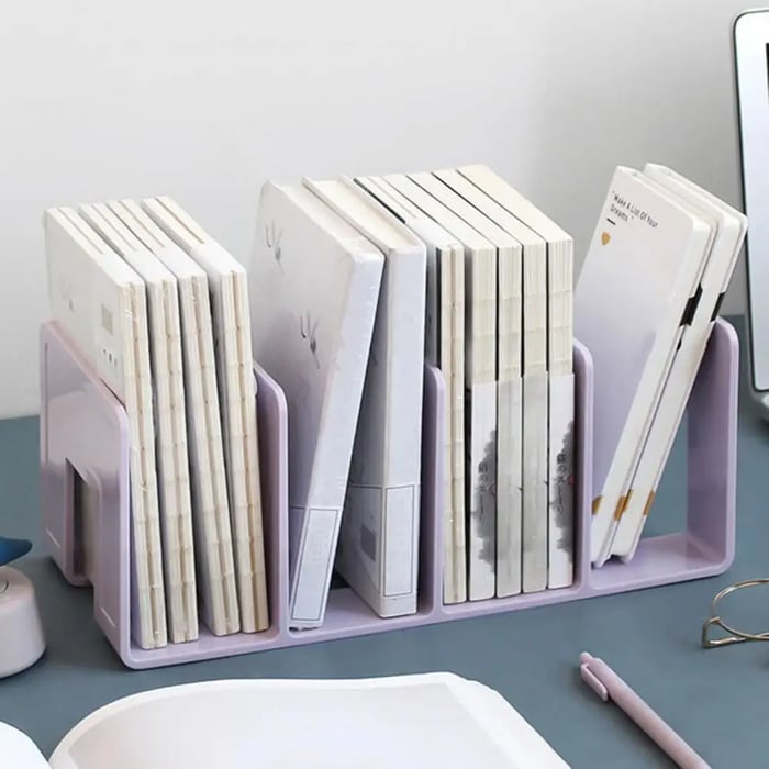 Schreibtisch Organizer | Aufbewahrungsbox mit 4 großen Fächern für Bücher, Bürobedarf und mehr