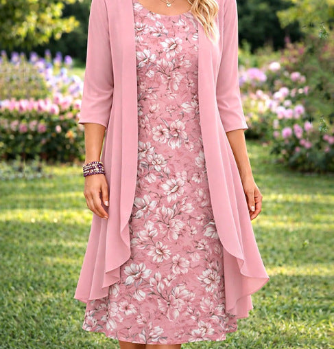 Damen Chiffon-Zweiteiler mit Cardigan | Luftiges Set aus Top &amp; Cardigan | Elegantes Freizeit-Outfit