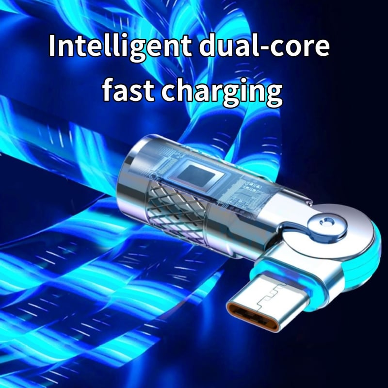 Fast charging cable with LED light effect | 540° rotatable plug | USB cable with fast charging