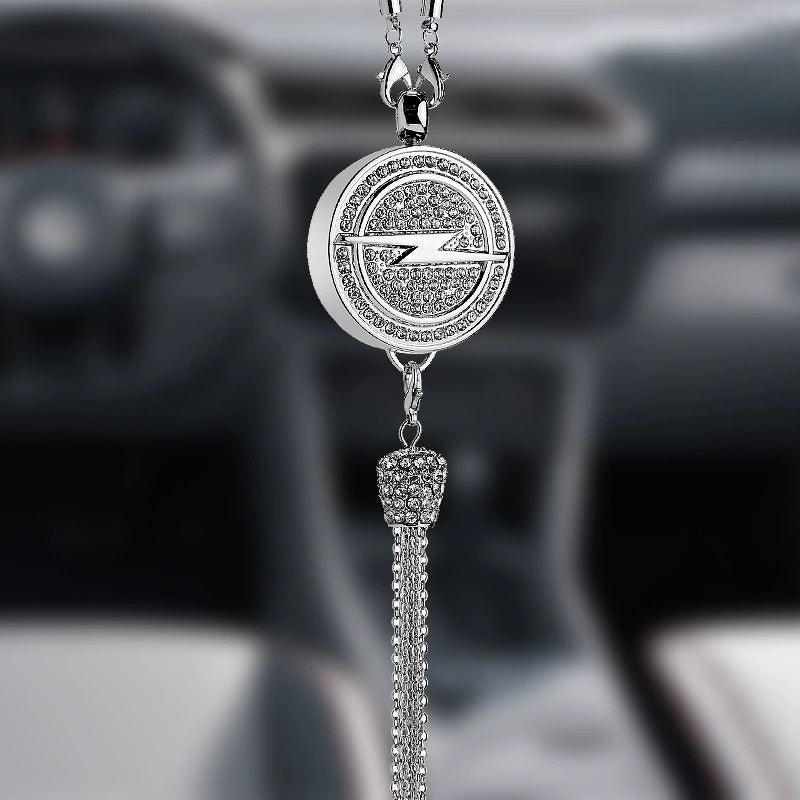 Car Rearview Mirror Pendant with Crystal | Zinc alloy &amp; rhinestones | Sparkling decoration with scent pendant, gift idea