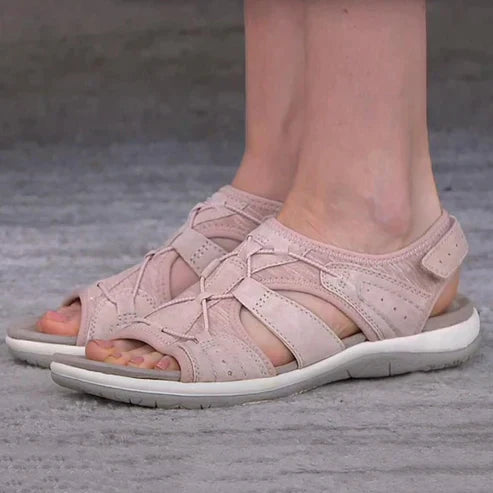 Damen Sandalen mit offener Spitze | Leicht &amp; atmungsaktiv | Ergonomische, flexible Sohle für Alltag &amp; Urlaub | Lässig