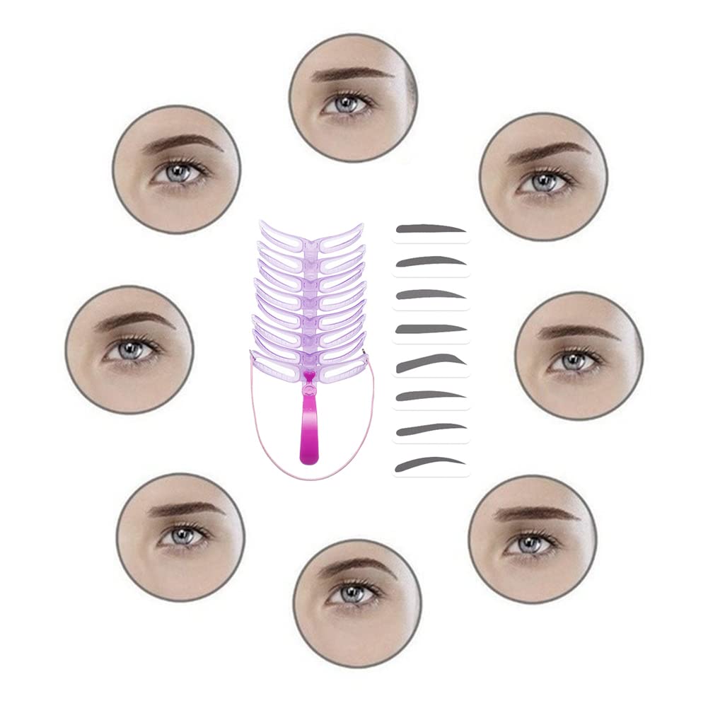 Augenbrauen-Schablone mit 8 Formen | Präzisions-Styling-Tool für gleichmäßige Augenbrauen &amp; einfaches Make-up