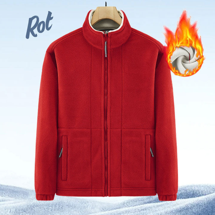 Herren Fleecejacke | Warme Jacke mit doppelseitigem Fleece, Stehkragen und durchgehendem Reißverschluss