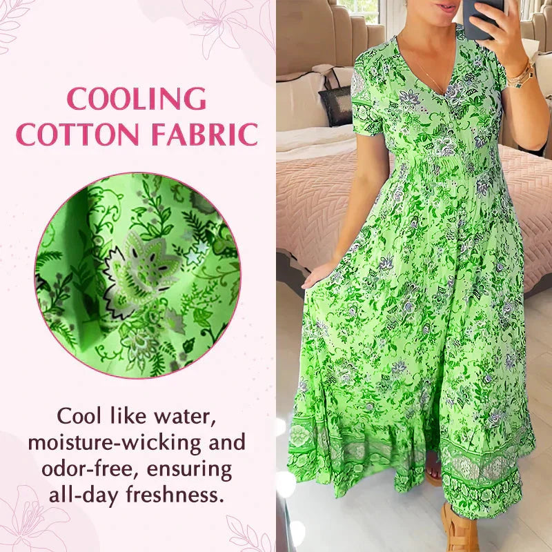 Vestito estivo aderente in misto cotone elasticizzato | scollo a V per linea femminile | comodo e versatile | taglie XS–5XL
