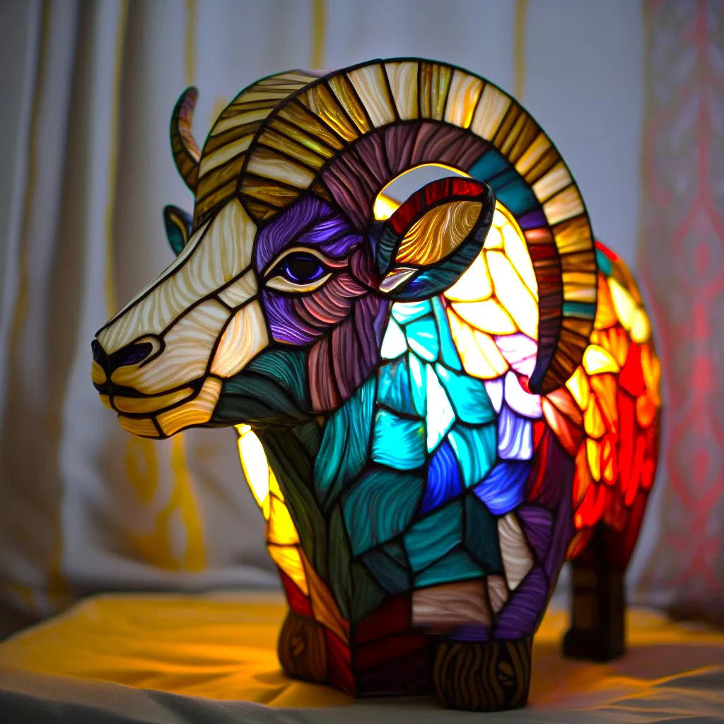 Tierlampe im Buntglas-Stil | 23 Tiermotive | Warmes Stimmungslicht | Deko-Tischlampe für Zuhause