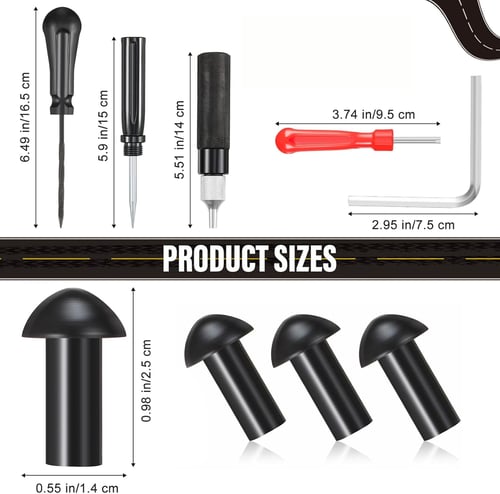 Renkaan korjaussarja tubeless-renkaille | 12 sienitulppaa + työkalut nopeaan apuun | Valinnainen rengaspumppu