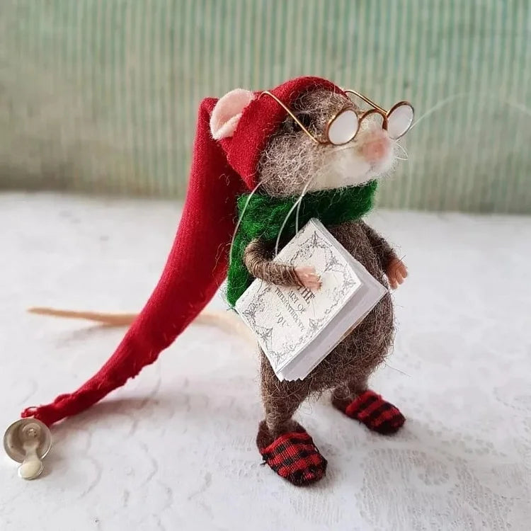 Handmade Felt Mouse | Christmas Decoration &amp; Gift Idea | Needle-Felted from Wool &amp; Fabric | Sustainable